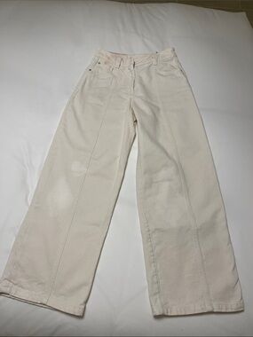 Brunello Cucinelli Cream Wide-Leg High-Waist Jeans